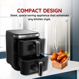 Comfy Nest CN-06184 - 2800W Airfryer - 11L - Dubbele Mand - Digitaal Opvouwbaar Zijpaneel - Kijkvenster — thumbnail 5