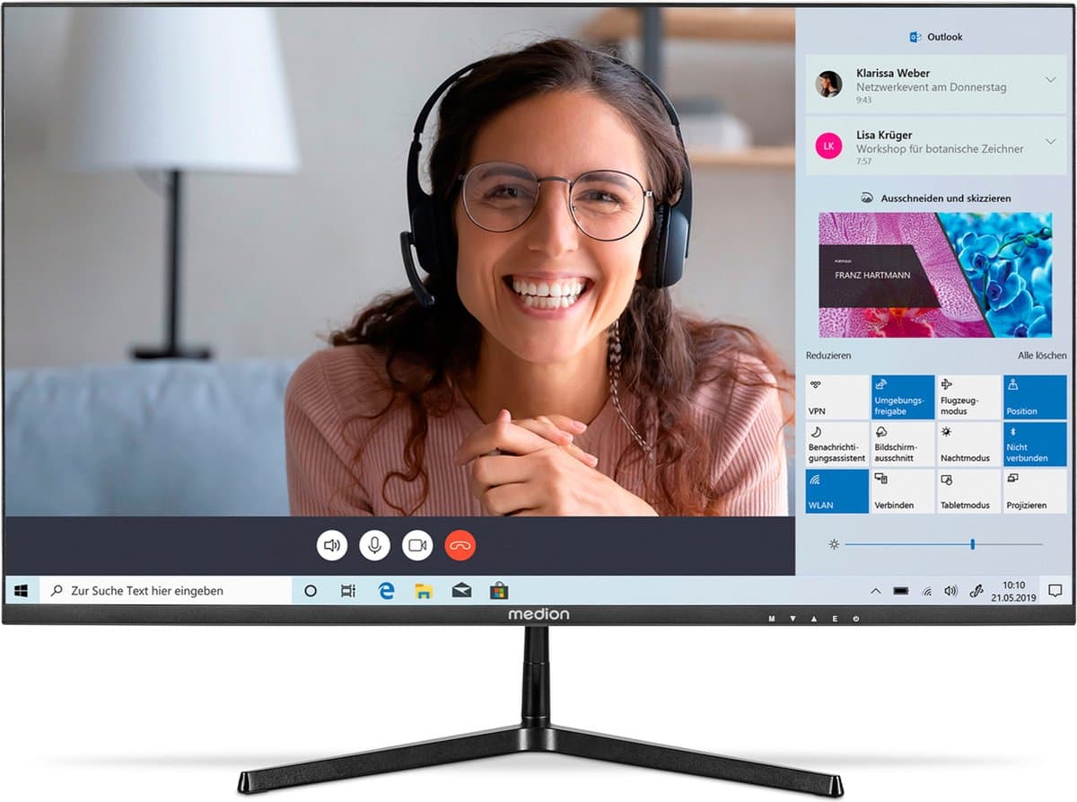 MEDION P52424 (MD 20152) 60,5 cm (24 inch) Full HD breedbeeldmonitor (FHD, HDR10, 16:9, HDMI, Displayport, VGA, Anti flikkering, Anti schittering, Anti blauw licht, meertalig menu) zwart — afbeelding 1