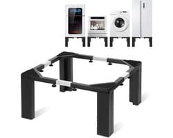 Wasmachine verhoger - Verstelbaar - Wasmachine opbouwmeubel - Roestvrij staal - Zwart + Zilver