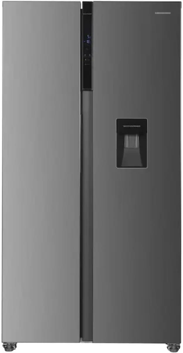 Heinner HSBS-H439NFXWDE++ Amerikaanse Side-by-Side Koelkast met Waterdispenser – 439 L – Full No Frost – LED Touch Display – Smart Eco Functie – RVS – 5 Jaar Garantie — afbeelding 1