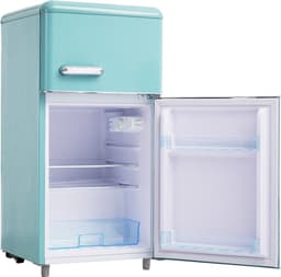 Merax Retro Mini Koelkast – Tafelmodel Koel-vriescombinatie 91 cm – 72L Inhoud – 21L Vriesvak en 51L Koelvak – Energieklasse E – Cyaan Blauw — thumbnail 4