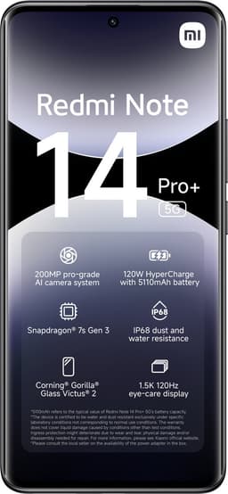 Xiaomi Redmi Note 14 Pro+ - 5G - 12GB/512GB - Midnight Zwart — thumbnail 2