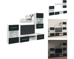 vidaXL Tv-meubel Met Opbergruimte - Tv-meubel Met Opbergruimte -Tv-meubel - Televisie-eenheid - 5-delige Tv-meubels met LED-verlichting bewerkt hout matindigo