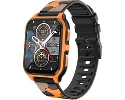 Knobbout 1.83" Outdoor Smartwatch – Sporthorloge - Bluetooth belfunctie - Sportgegevens, calorieën, bloeddruk monitoring– Slaapcoaching -7-10 dagen batterij-Android en iOS- Oranje