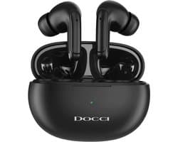 Docci® Draadloze Oortjes | Oordopjes met Noise Cancelling | Bluetooth Earbuds in earpods-stijl | Voor iOS & Android | Zwart