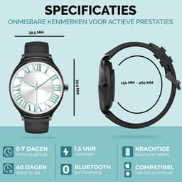 Royal Supplies S8 Smartwatch - Smartwatch Heren - Smartwatch Dames - 2026 model - HD Touchscreen - Horloge - Stappenteller - Saturatiemeter - IOS & Android -Screenprotector-Zwart staal — thumbnail 5