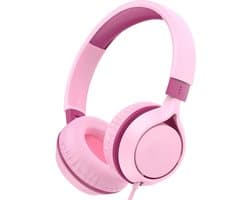 StayPowered Kinderkoptelefoon - Veilig en Comfortabel Luisteren - 85 dB Volume Begrenzer - HD Stereo Geluid - Lichtgewicht & Opvouwbaar - Verstelbare Hoofdband - Brede Compatibiliteit - Zacht & Duurzaam - Roze - Levering Sneller dan Aangegeven!