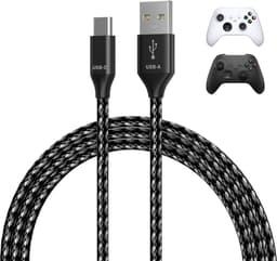 USB-C Kabel voor Xbox 3m USB-A naar Type-C [2 Stuks] van MMOBIEL – Snellader USB Kabel voor Xbox Controllers 18W 480Mbps – Nylon Gevlochten Controller Opladerkabel – Gaming Accessoires – Wit/Zwart — thumbnail 1