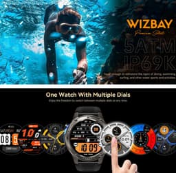 WizBay Premium Select® Smartwatch 1.43 AMOLED - Bellen - GPS - Altitude Luchtdruk Meter - Kompas -AI Voice Assist - Hart Monitor - O2 - Multi Sport Modi - Slaap - Message - Smartwatches - Zwarte Case - Zwarte TPU Band — thumbnail 5