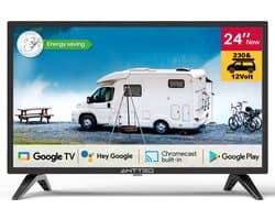 ANTTEQ G24-AH3C.F1D - 24 inch tv - Smart - Google TV OS - HD Ready – Inclusief 12V Adapter – Ideaal voor Camper, Caravan & Truck