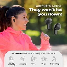 PowerLocus Vibe Draadloze Oordopjes - Bluetooth oordopjes - ENC Microfoon - Touch Sensor Button - Lange Batterijduur - Zweetbestendig - Zwart — thumbnail 4