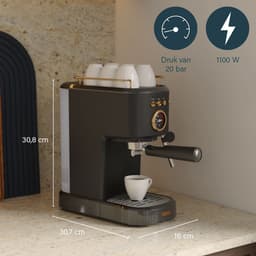 Princess 249417 Espressomachine – 20 Bar – Geschikt voor Gemalen Koffie, Pads & Cups – Met Melkopschuimer – 1,2L Watertank – 2 Kopjes Tegelijk – Kopjesverwarmer – Zwart – Cappuccino & Latte Machine — thumbnail 4