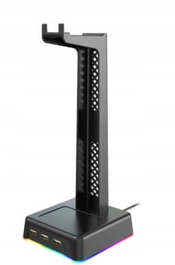 Bureaustandaard voor hoofdtelefoon, 3xUSB-hub, LED-achtergrondverlichting, ST-1545 — thumbnail 1
