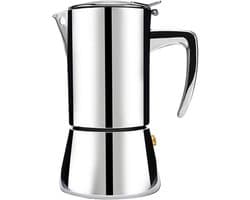 House of Husk Moka Pot Percolator Zwart - 2 Kops – Espresso Koffiemaker – RVS - Espressomaker - Zilver - 200ml