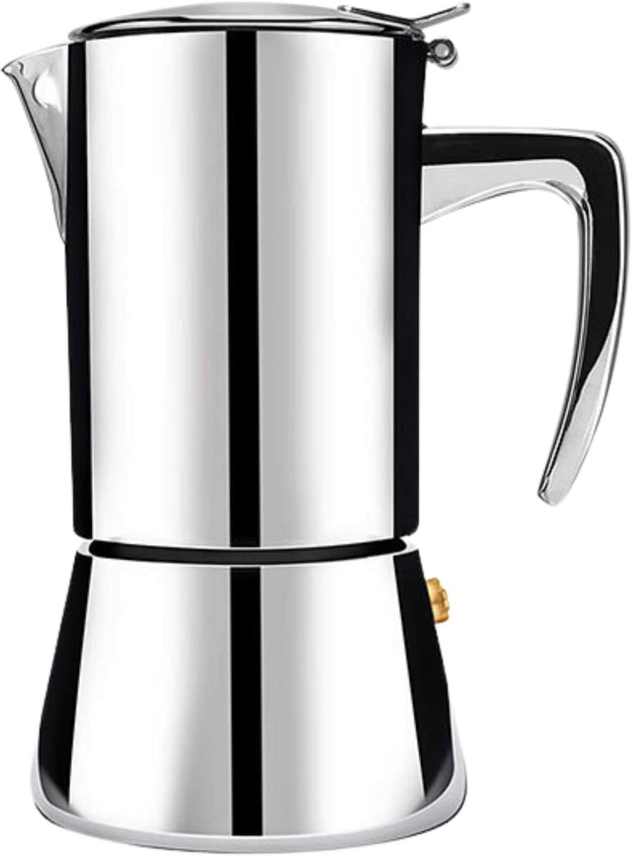 House of Husk Moka Pot Percolator Zwart - 2 Kops – Espresso Koffiemaker – RVS - Espressomaker - Zilver - 200ml — afbeelding 1