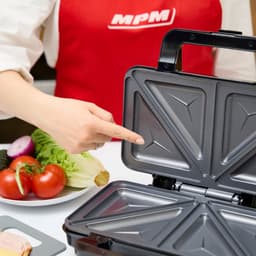 MPM Elektrische Sandwichmaker/Tosti-ijzer Hoog Vermogen (900W) inclusief Behuizing van RVS en Thermostaat — thumbnail 5