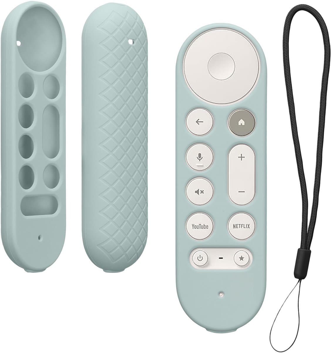 kwmobile hoes geschikt voor Google TV Streamer 4K - Siliconen anti-slip hoes voor afstandsbediening in pastelgroen — afbeelding 1