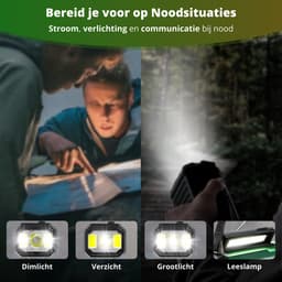 Nexvex® Pulse 1X Noodradio Powerbank 10000mAh - Solar Powerbank Zonneenergie - Noodpakket - Survival Kit Kamperen - Militaire Zaklamp LED Oplaadbaar - Draagbare Radio Wandelen - Leeslamp - Nood Kompas - Opwindbaar - Zonnepaneel - Noodrantsoen - Zwart — thumbnail 5