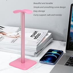 Headset Stand - standaard voor koptelefoon - Headset Houder - Koptelefoon standaard - Koptelefoon Houder - Hoofdtelefoon Houder - roze - metaal - 100*100*245mm — thumbnail 3