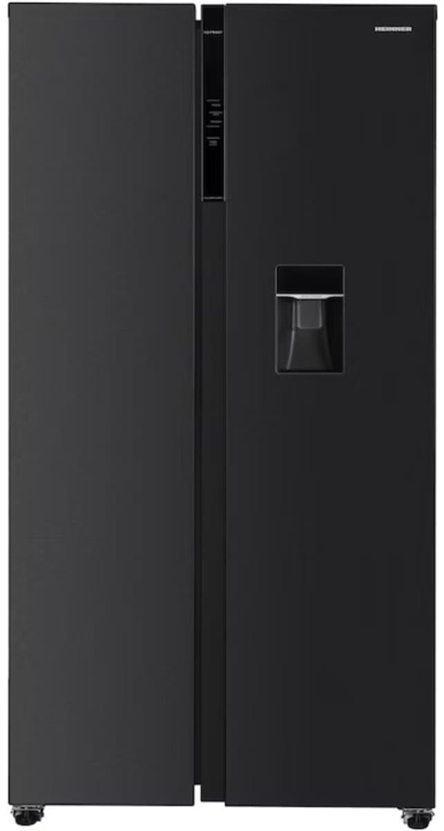 Heinner HSBS-HM592NFDXWDE++ Amerikaanse Side-by-Side Koelkast met Waterdispenser – 592 L – Full No Frost – LED Touch Display – InoxCool – Inox Antraciet – 5 Jaar Garantie — afbeelding 1