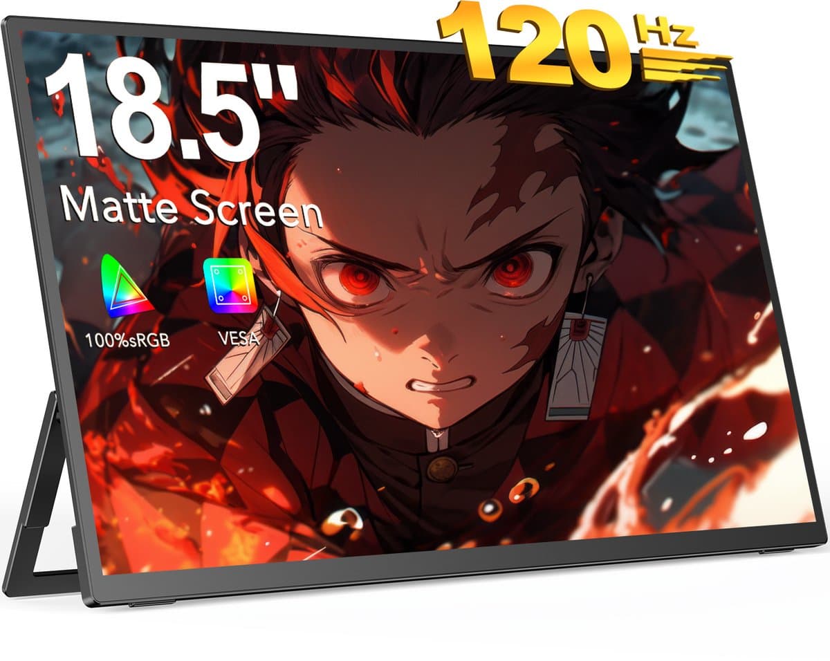 UPERFECT Portable Monitor 185E04 18.5" FHD 120Hz draagbaar monitor IPS 100% sRGB draagbaar scherm with Dual USB-C/VESA Mount,for Laptop/Switch/MacBook (VESA Mount ) — afbeelding 1