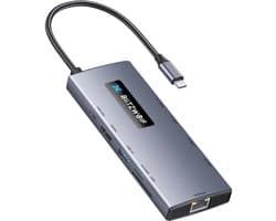 10-in-1 Type-C Docking Station HUB met Type-C PD 100W, USB 3.0, 4K@60Hz, SD & TF Kaartsleuf, RJ45 1000Mbps