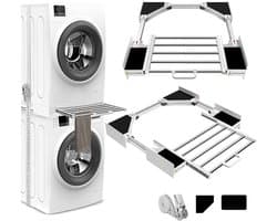 Lion D'or® - Tussenstuk Wasmachine Droger - Met Uitschuifbaar Rek - Stapelkit Wasmachine Droger - Tussenstuk Universeel - Verstelbaar