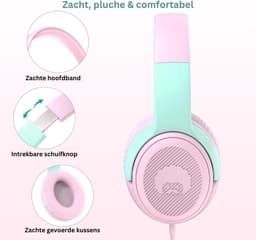 VELTRR® Koptelefoon Kinderen met Draad - Gaming Headset - Roze — thumbnail 5