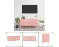 vidaXL Tv Stand - Televisie Meubel - Tv-meubel 105x35x50 cm staal roze - Roos Kleurig - Metalen Tv Meubel - Industrieel Interieur