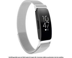 Zilver Kleurig Milanees Bandje geschikt voor Fitbit Inspire / Inspire 2 / Inspire HR – Maat L - silver colored milanese smartwatch strap - Polsbandje - Staal - RVS - Metaal