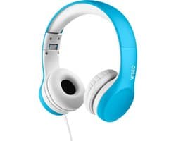 WiseQ Junior Kinderkoptelefoon met Draad – Koptelefoon Jongens – Koptelefoon Kind voor Tablet en School – Hoofdtelefoon met Kabel – 85 dB Volumebegrenzer – Opvouwbaar – Met Stickers – Blauw
