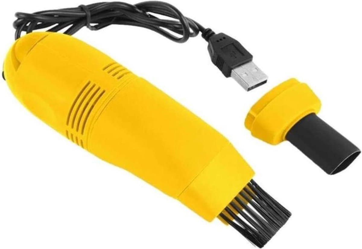 Auto-interieurreiniger mini usb auto stofzuiger laptop borstel auto-interieur ventilatie stofverwijderingsset plug-in stofzuiger - geel — afbeelding 1