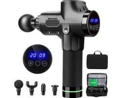 DrPhone MG3 PRO+ Massage Gun – Professioneel Massage Pistool met 6 Opzetstukken – 30 Snelheden – LCD Scherm – Spierontspanning & Herstel – Inclusief Draagtas – Voor Fitness & Sport