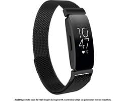 Zwart Milanees Bandje voor Fitbit Inspire / Inspire 2 / Inspire HR – Maat L - black milanese smartwatch strap - Polsbandje - Staal - RVS - Metaal