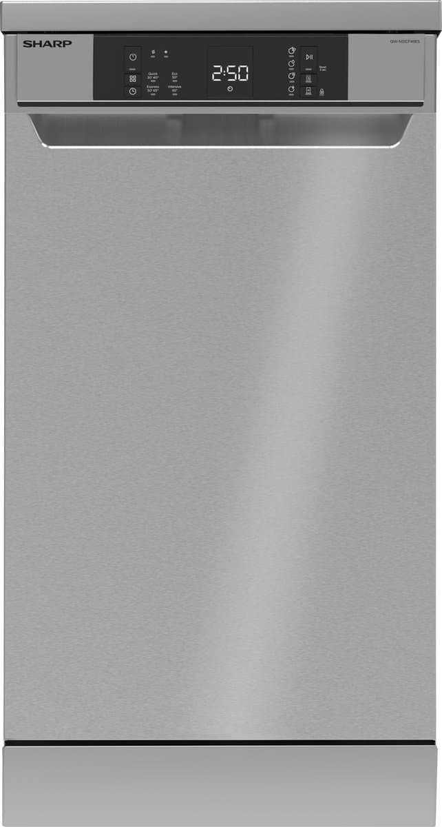 Sharp QWNS1CF49ESEU - vrijstaande vaatwasser - 45cm - Zilver — afbeelding 1