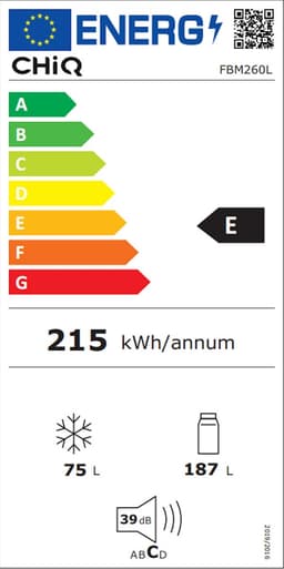 CHiQ FBM260L - Koel-vriescombinatie - 262 Liter - 39 dB - Donker RVS - Low Frost - 12 jaar garantie op compressor — thumbnail 2
