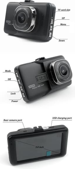 TechU™ Dashcam M15 Pro Dual Camera – 3.0 inch Scherm – Dashboardcamera – Full HD 1080p – Nachtvisie – Bewegingssensor – G-sensor – Loop Recording – Autocamera Voor én Achter - voor auto — thumbnail 3