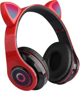kinder koptelefoon kitty cat met led oortjes rood — thumbnail 1