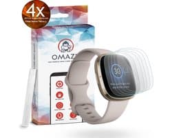 OMAZU 3D Flex TPU Screenprotector Geschikt voor Fitbit Versa 3 / Fitbit versa 4 / Fitbit Sense / Sense 2 / (100% vingerafdruk scanner compatible) 4- Pack -Edge to Edge