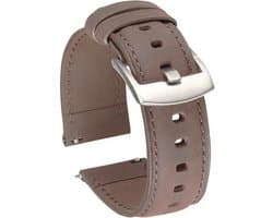 Fungus - Smartwatch bandje - Geschikt voor Samsung Galaxy Watch 6 (incl. Classic), Watch 5 (incl. Pro), Watch 4, Watch 3 41mm, Active 2 - Horloge 20mm - PU leer - Donkerbruin, zilver gesp