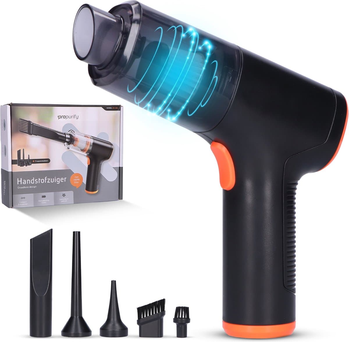 Propurify® Handstofzuiger - Kruimelzuiger - Hand stofzuiger oplaadbaar - Kruimeldief draadloos - Handstofzuiger auto - draadloos - met HEPA filter — afbeelding 1