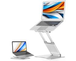 LEVANTU® Laptop Standaard Ergonomisch - Aluminium Laptopverhoger - Staand werken - laptop verhoger Verstelbaar en Opvouwbaar - Zilver