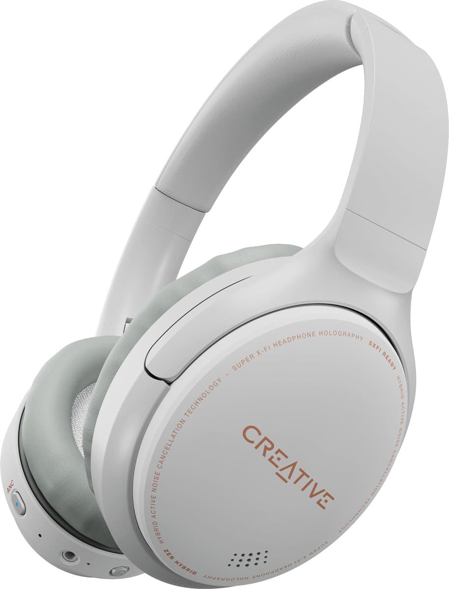 Creative Zen Hybrid - draadloze Bluetooth hoofdtelefoon - actieve ruisonderdrukking, tot 27 uur (ANC ON), Bluetooth 5.0, AAC, ingebouwde microfoon (wit) — afbeelding 1