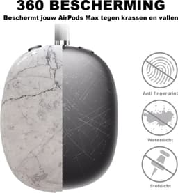 MY PROTECT - Siliconen Marmer Cover Case geschikt voor Airpods Max - Wit — thumbnail 2