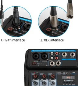 U4 Sound Mixing Console - 4-Kanaals - USB Opname - Bluetooth & 48V Fantoomvoeding — thumbnail 4