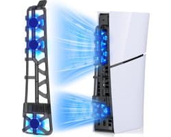 RGB Koelventilator geschikt voor Playstation 5 Slim Console - voor PS5 Slim met LED-lichtkoelsysteem - PS5 Slim Disc Edition & Digital Edition Console - Zwart