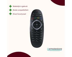Afstandsbediening Philips 242254990301| afstandsbediening voor Philips TV | Zwarte Philips televisie afstandsbediening | makkelijk in gebruik