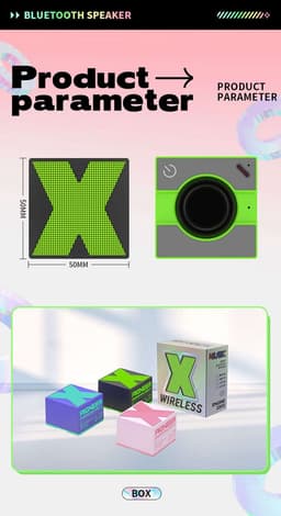 Mini speaker- X1 bluetooth draagbaar outdoor speaker- draagbare waterdicht speaker- 5 cm x 5 cm x 3,6 cm. Groen met zwart. — thumbnail 4