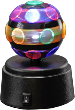 Disco bol - zwart - roterend - D7xH12 cm - mini - multi kleurige - LED verlichting - party licht bal - discobal — thumbnail 3
