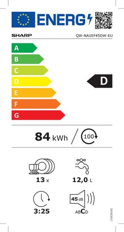 Sharp QWNA1EF45DSEU - Vrijstaande vaatwasser - Zilver — thumbnail 2